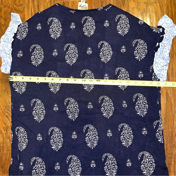 NEW Navy Blue Paisley Blouse with Ruffle Sleeves Women’s Medium - Picture 6 of 6